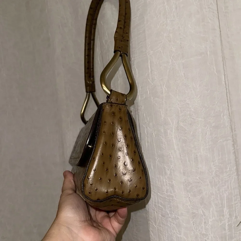 BUENO Faux Leather Tan Light Brown Ostrich Textured Hobo Bag